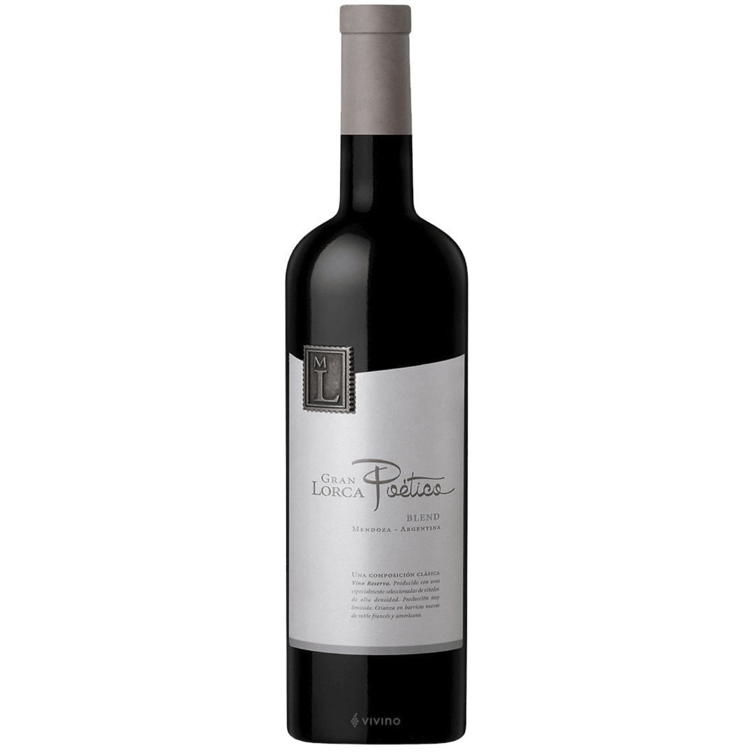 Argentina Mauricio Gran Lorca Poetico Blend, vin roșu de colecție cu note de fructe negre, vanilie și ciocolată, ideal pentru preparate din carne și brânzeturi mature
