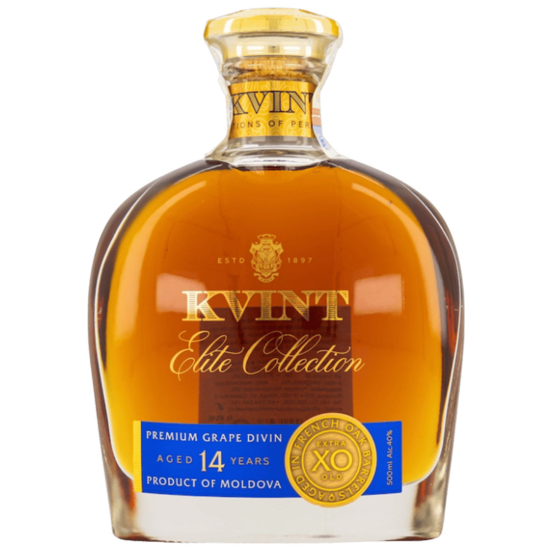 Cognac Kvint XO 14 Ani, băutură rafinată de 0,5L cu aromă complexă de fructe uscate și vanilie