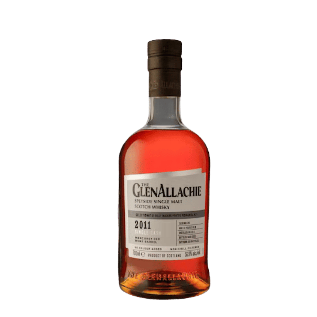 Whisky Glenallachie Mercury Red Wine 13 Ani, single malt scoțian maturat în butoaie de vin roșu, cu arome de fructe roșii și vanilie