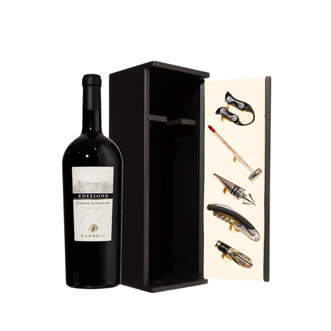 Fantini Cinque Autoctoni Magnum Wood Case, vin roșu sec în ambalaj de 1.5L cu arome intense de fructe și condimente