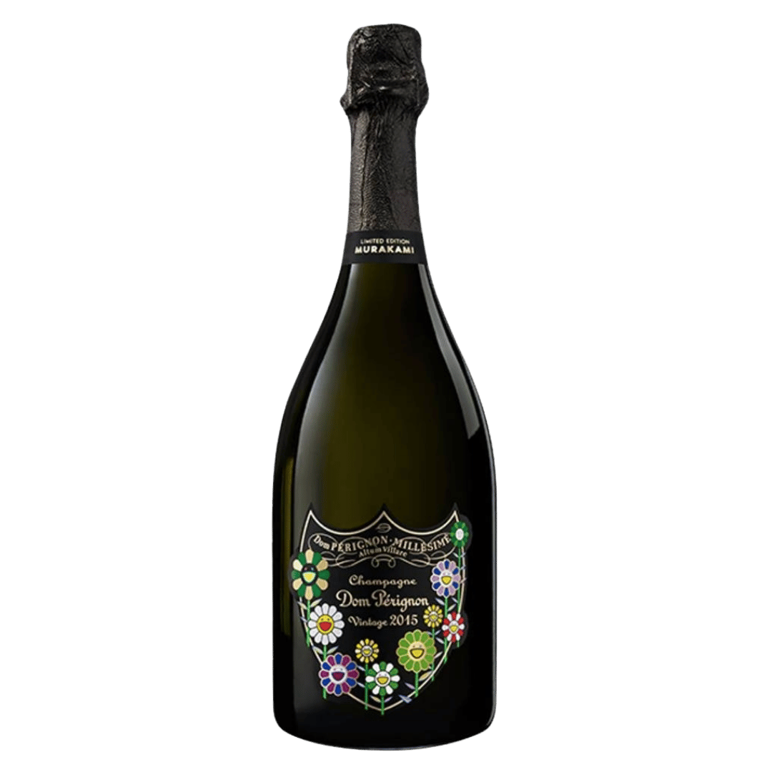 Champagne Dom Perignon Vintage 2015 Murakami, vin spumant franțuzesc de lux cu arome proaspete și efervescență elegantă.
