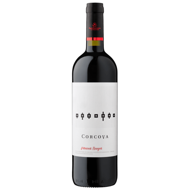 Corcova Fetească Neagră 2021, vin roșu intens din Oltenia, cu note de fructe negre și condimente, echilibrat și elegant.