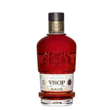 Cognac Naud VSOP, sticlă de cognac francez maturat 4 ani în butoaie de stejar, cu arome de fructe și vanilie