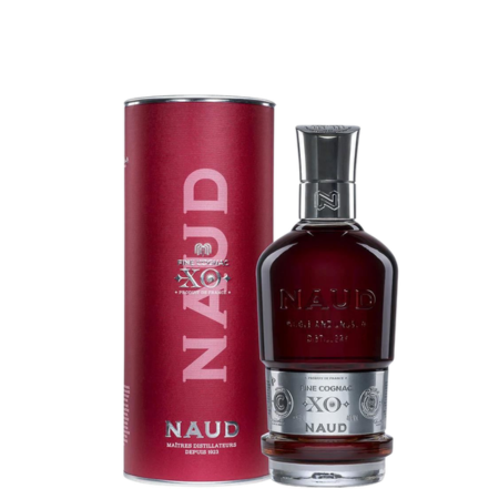 Cognac Naud Fine XO, maturat 10 ani, sticlă de coniac francez rafinat cu arome de fructe uscate și vanilie