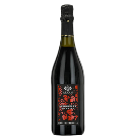 Lambrusco Terre di Calicella sticla vin spumant rosu din Emilia-Romagna Italia cu arome de cirese si zmeura