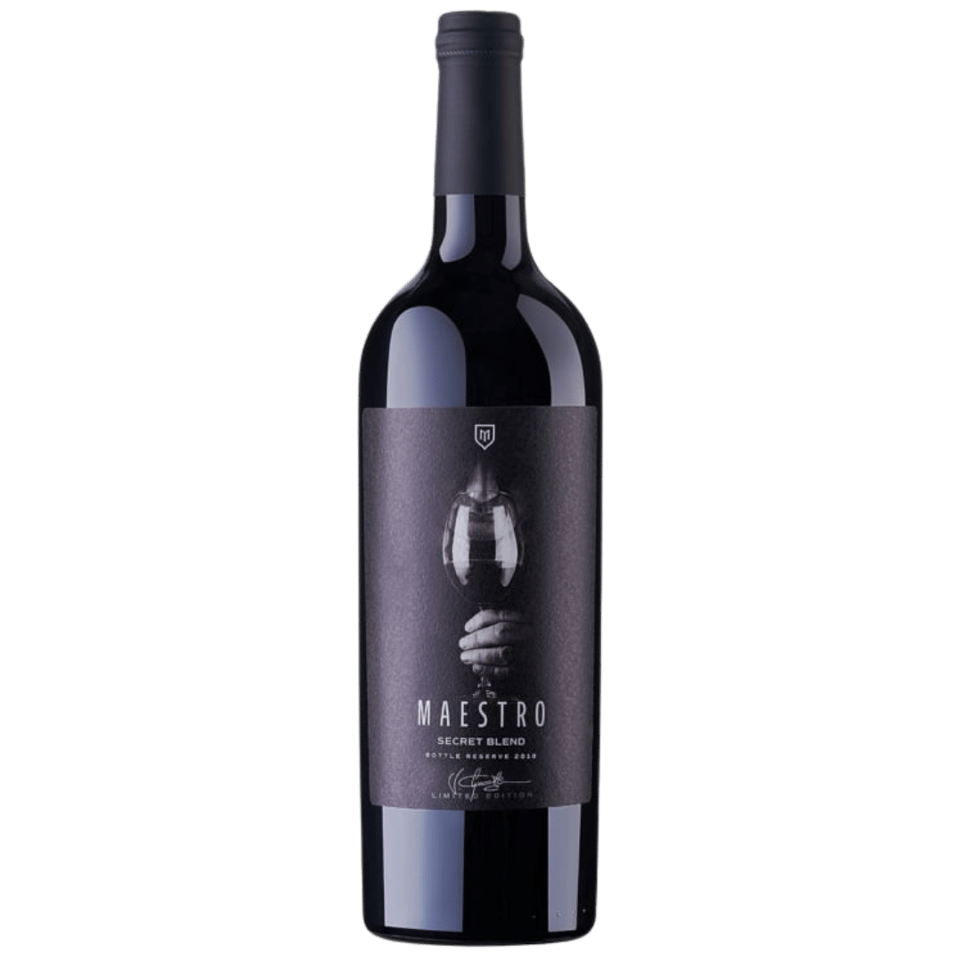 Republica Moldova Maestro 2023, vin roșu sec cu note de fructe negre și condimente.