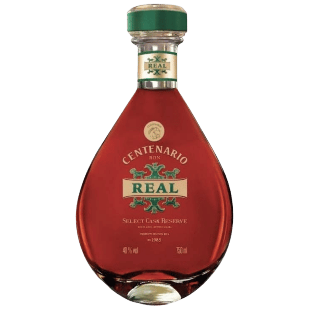 Rom Centenario Real, rom maturat 30 de ani, cu note de caramel, vanilie și stejar, ideal pentru deserturi și brânzeturi fine.