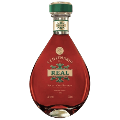 Rom Centenario Real, rom maturat 30 de ani, cu note de caramel, vanilie și stejar, ideal pentru deserturi și brânzeturi fine.