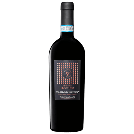 Italia Vigne Vecchie Leggenda Primitivo, vin roșu intens din Puglia, Italia, cu arome de fructe și condimente.