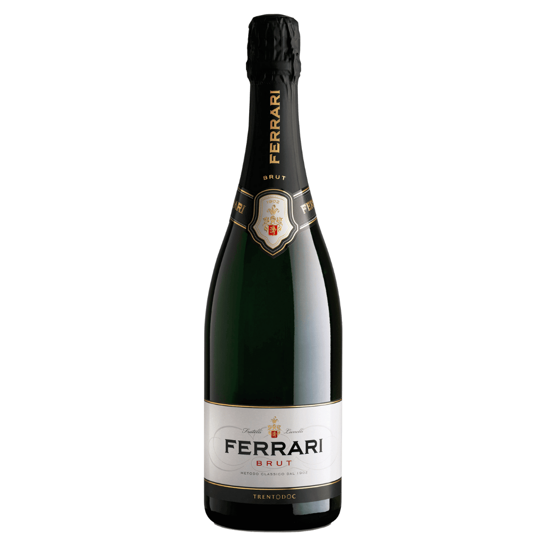 Italia Ferrari Spumant Brut, vin spumant sec din regiunea Trento, cu perlaj delicat și arome de mere și citrice.