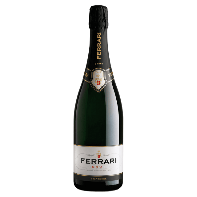 Italia Ferrari Spumant Brut, vin spumant sec din regiunea Trento, cu perlaj delicat și arome de mere și citrice.
