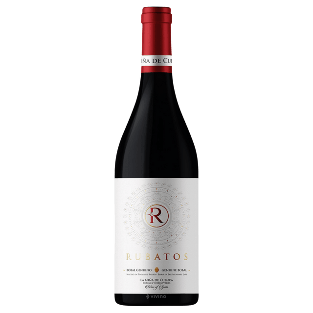 Spania Cuenca Rubatos, vin roșu sec din zona Manchuela, cu arome de fructe roșii și note florale.