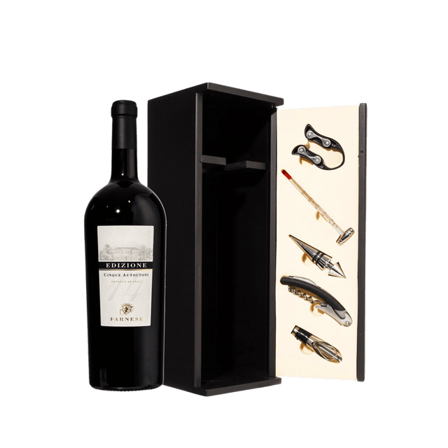 Fantini Cinque Autoctoni Magnum Wood Case, vin roșu sec în ambalaj de 1.5L cu arome intense de fructe și condimente