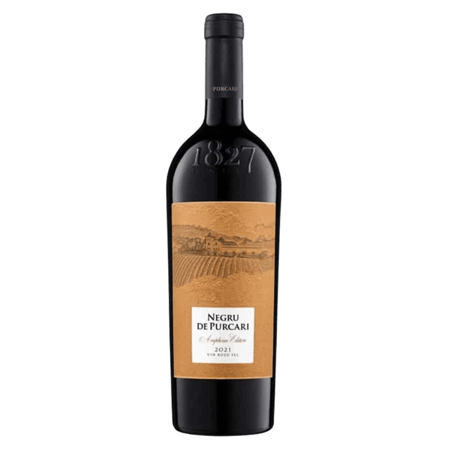 Purcari Negru Amphora Edition, vin roșu intens, echilibrat cu arome de fructe negre și note minerale.