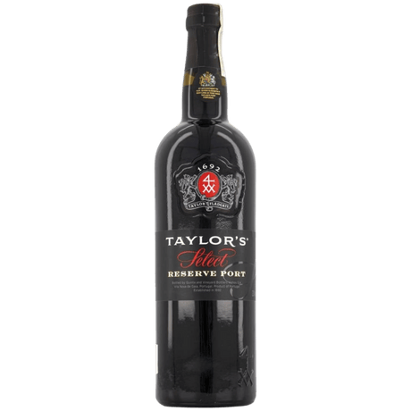 Taylor's Select Reserve Port, vin fortificat roșu din Valea Douro, cu arome bogate de fructe de pădure și ciocolată.