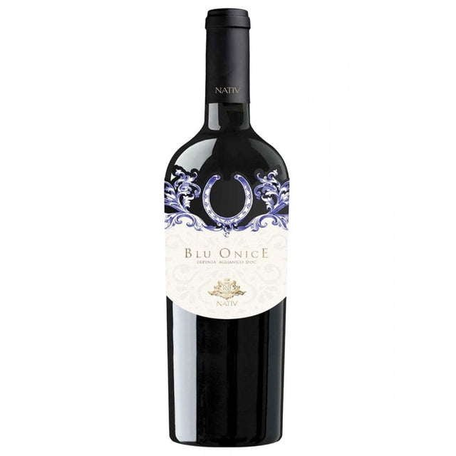 Nativ Blu Onice Aglianico, vin roșu intens, cu arome de fructe și condimente, ideal pentru preparate din carne și brânzeturi maturate