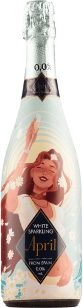 April Cava White Sparkling vin spumant alb fără alcool din regiunea Penedès, Spania